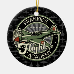 Anpassat NAMN WWII Militär Fighter Krig Flygplan R Julgransprydnad Keramik