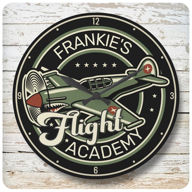 Anpassat NAMN WWII Militär Fighter Krig Flygplan R Stor Klocka (Skapare uppladdad)