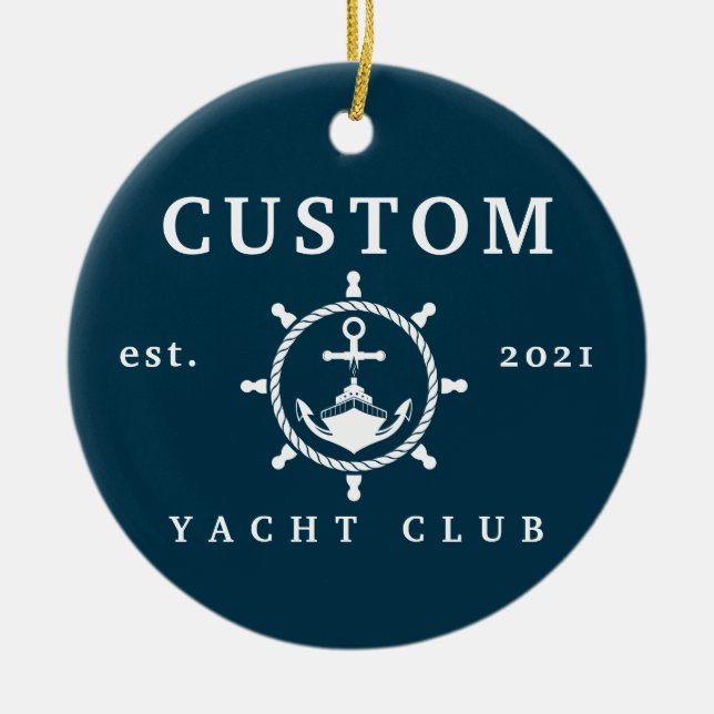 Anpassat namn Yacht Ornament, Anpassningsbar Yacht Julgransprydnad Keramik (Framsidan)