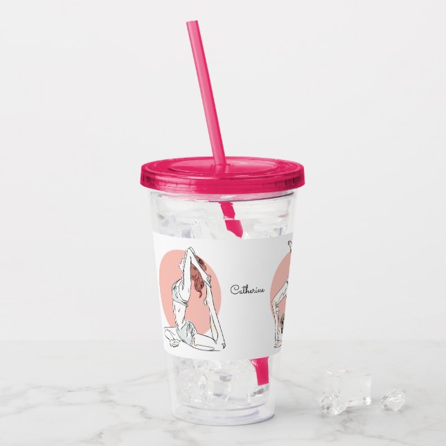 Anpassat namn Yoga Woman-tumlare Take Away Mugg (Framsida Ice)