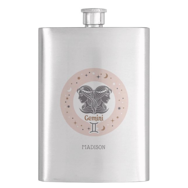 Anpassat namn Zodiac Sign Gemini Fickplunta (Framsidan)