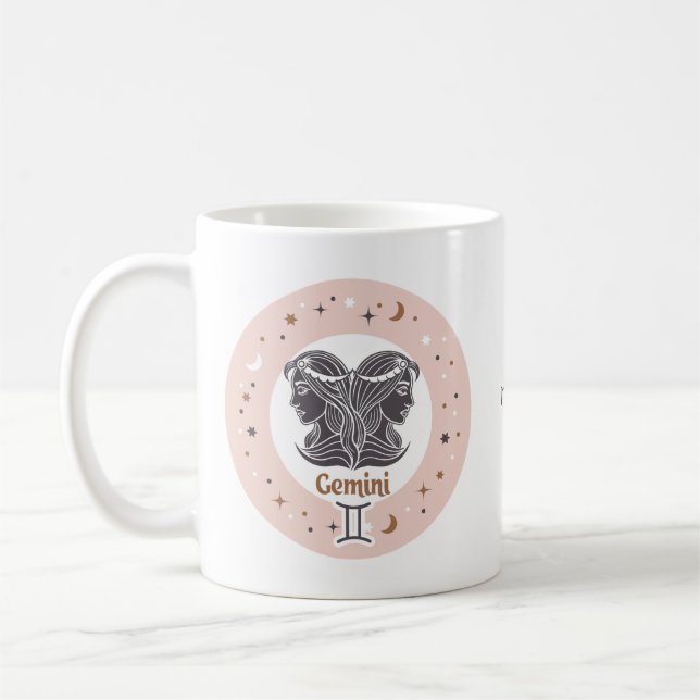 Anpassat namn Zodiac Sign Gemini Kaffemugg (Vänster)
