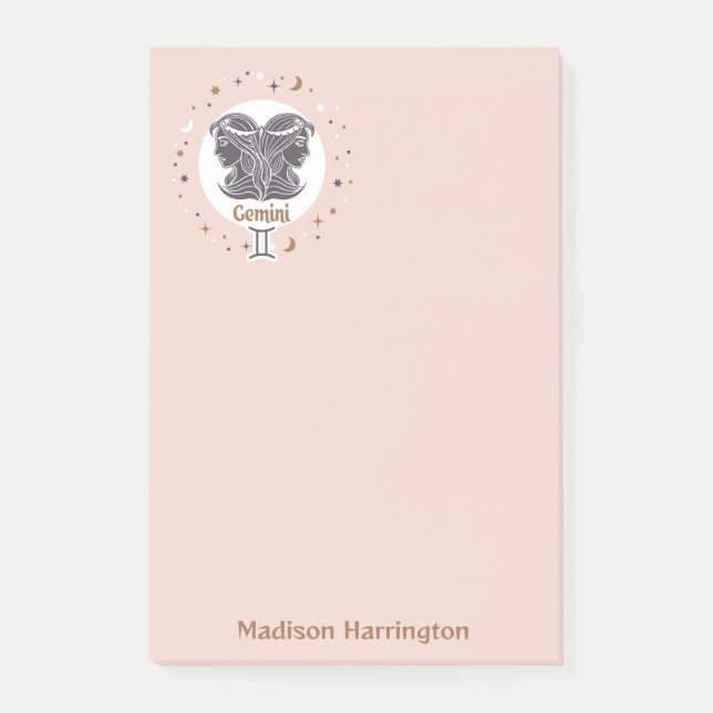 Anpassat namn Zodiac Sign Gemini Post-it Block (Framsida)