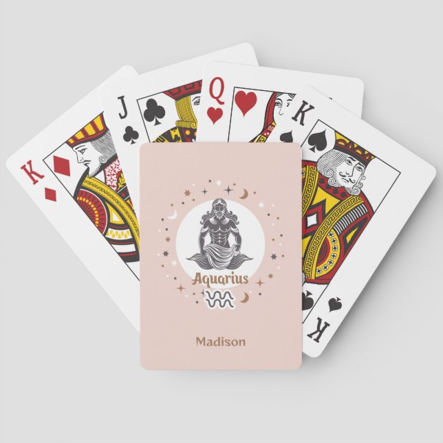 Anpassat namn Zodiac-tecken Aquarius Casinokort (Baksidan)