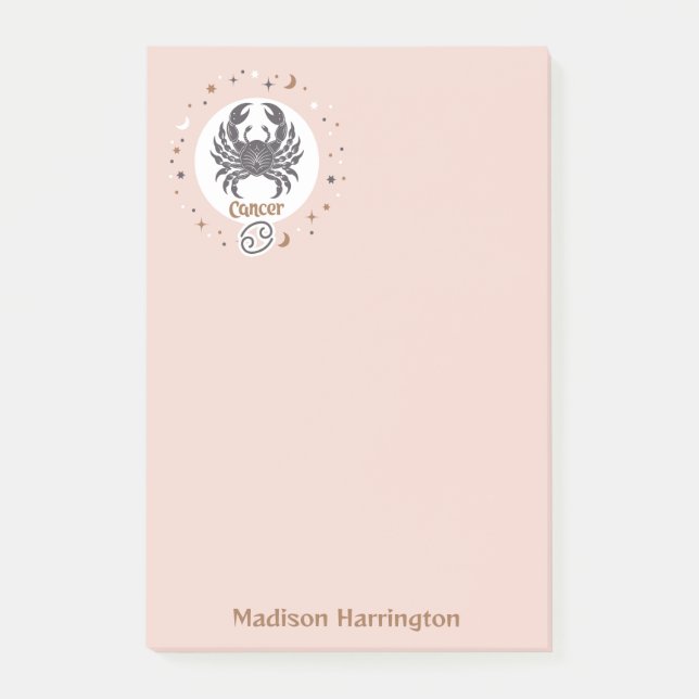 Anpassat namn Zodiac-tecken Cancer Post-it Block (Framsida)