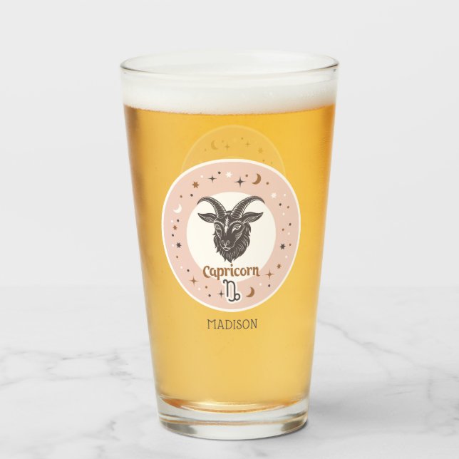 Anpassat namn Zodiac-tecken Capricorn Glaskopp (Baksida fylld)