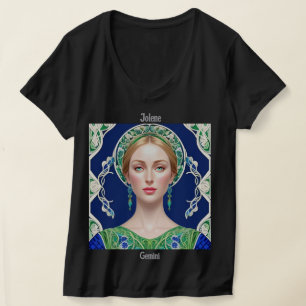 Anpassat namn Zodiac-tecken Kvinnor V-Nacke T Shirt
