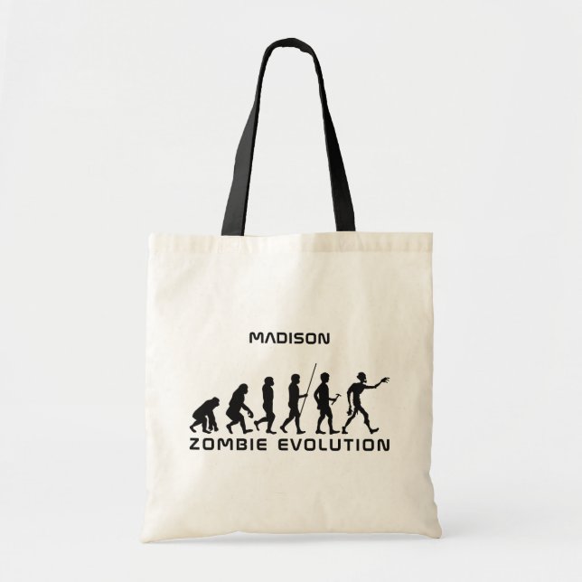 Anpassat namn Zombie Evolution tote bags Tygkasse (Framsidan)