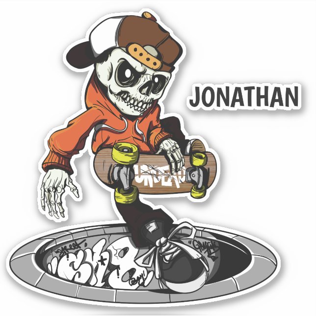 Anpassat namn Zombie-Skater Klistermärken (Framsida)