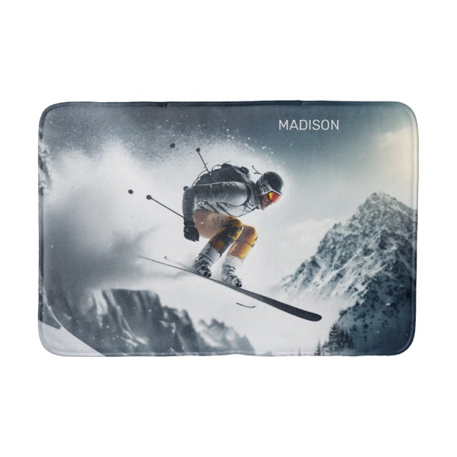 Anpassat namnberg - Skier Badrumsmatta (Framsidan)