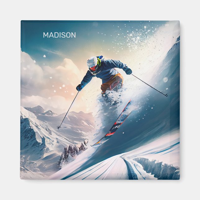 Anpassat namnberg - Skier Magnet (Framsidan)