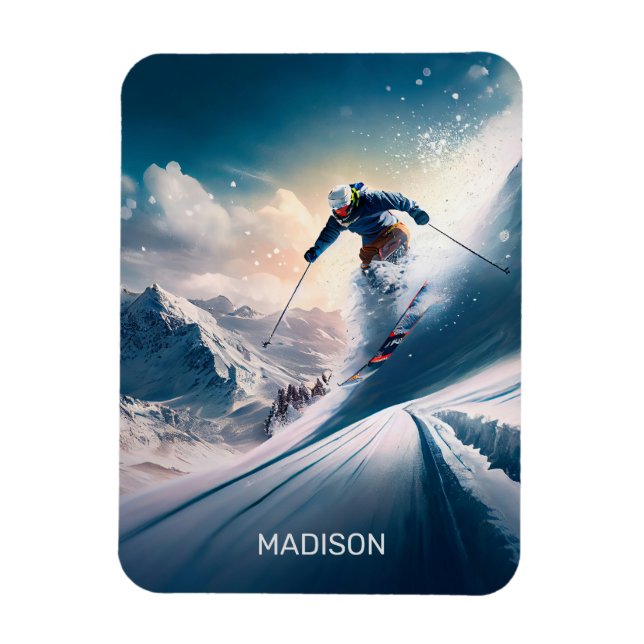 Anpassat namnberg - Skier Magnet (Vertikal)