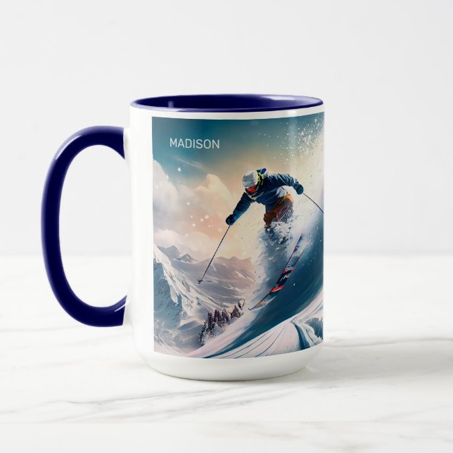 Anpassat namnberg - Skier Mugg (Vänster)