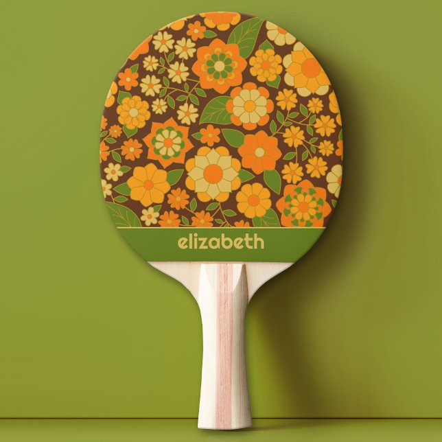 Anpassat namnblock för Blommönstret trendig återst Pingisracket (Custom Ping Pong Paddle)