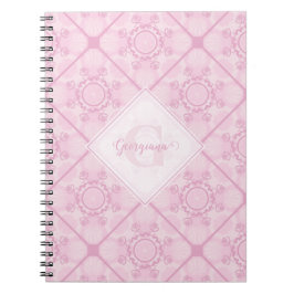 Anpassat namnbyte i Rosa Mandala Diamond Tiled Anteckningsbok
