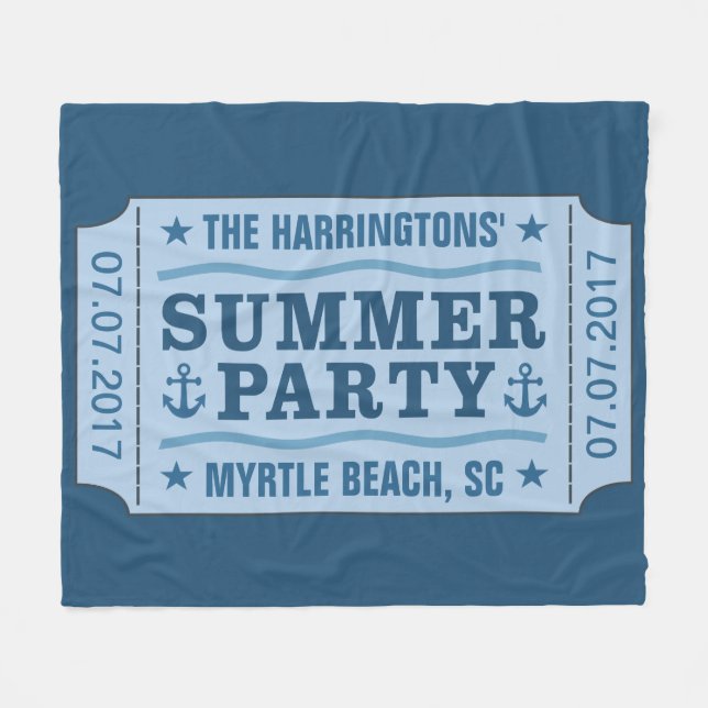 Anpassat namndatum och plats för filtret "Party Bi Fleecefilt (Framsidan (Horisontell))