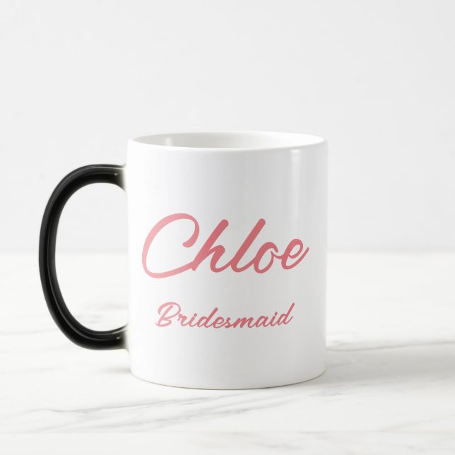 ANPASSAT NAMNET GIFT FÖR BRIDESMAID MAGISK MUGG (Vänster)