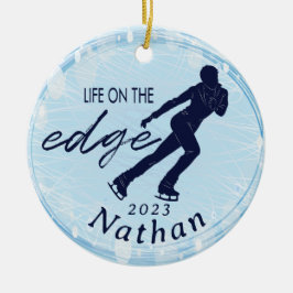Anpassat namnfoto för Figur Skating Manar Julgransprydnad Keramik