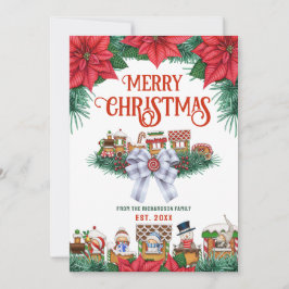 Anpassat namnfoto för god jul Festive Blommigt Julkort