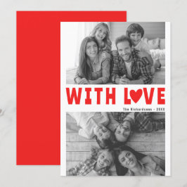 Anpassat namnfoto för kärlek Modern Red Valentine  Julkort