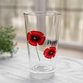 Anpassat namnglas för Red Poppy Flowers Glaskopp