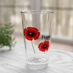 Anpassat namnglas för Red Poppy Flowers Glaskopp