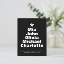 Anpassat namnkort för julgran svartvitt