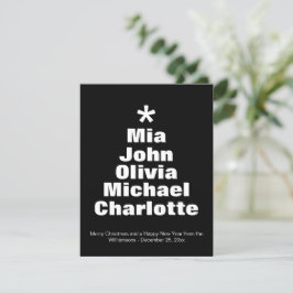 Anpassat namnkort för julgran svartvitt