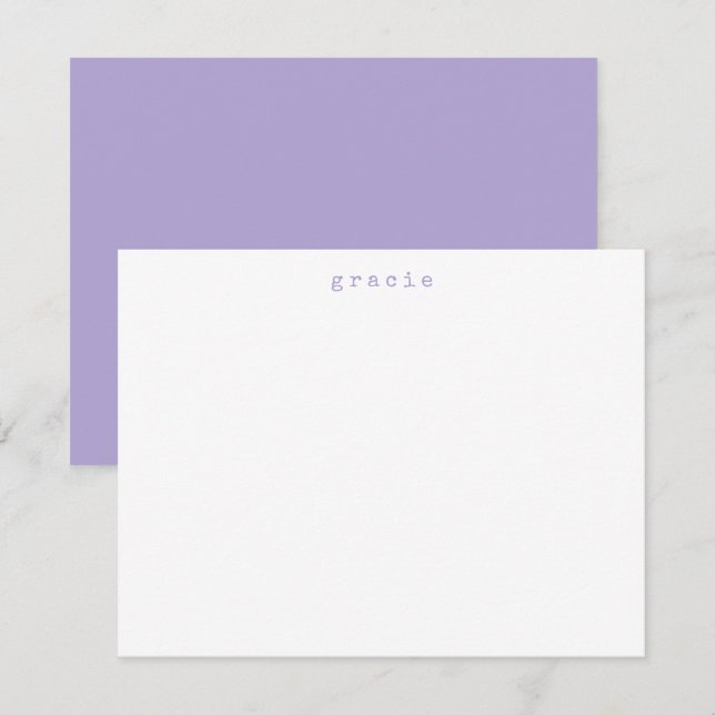 Anpassat namnlavender för minimalistisk retro-skri anteckningskort (Fram/baksida)