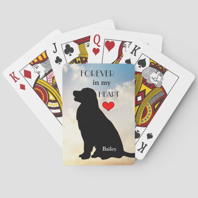 Anpassat namnminneskort för Golden Retriever Silho Casinokort (Baksidan)