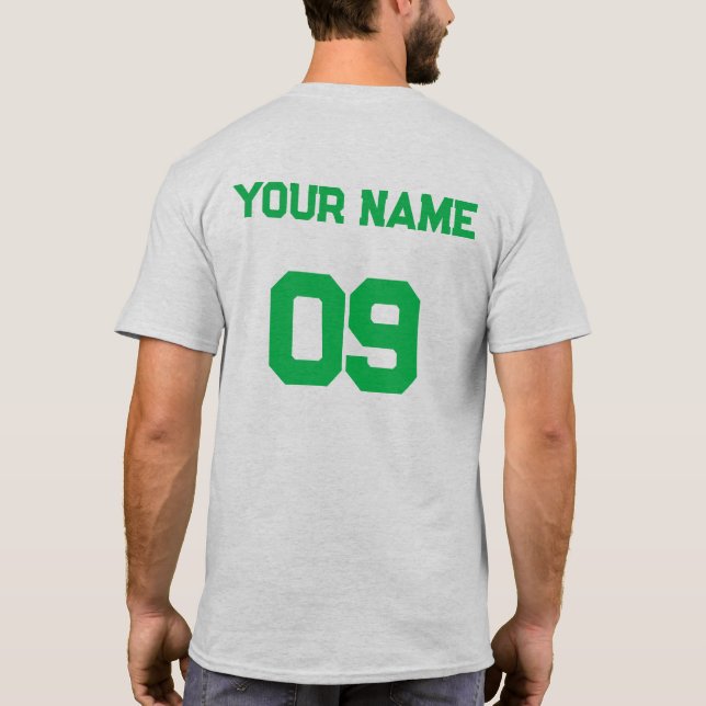 Anpassat namnnummer på baksidan av Gröntens tecken T Shirt (Baksida)