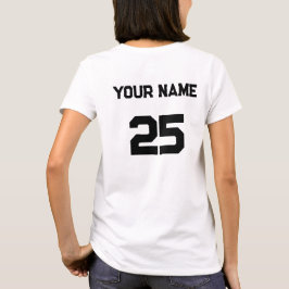 Anpassat namnnummer på baksidan av svart teckensni t shirt