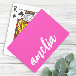 Anpassat namnskript, fet shock rosa och vit casinokort