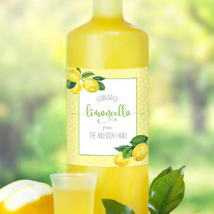 Anpassat namnskript för Limoncello-vattenfärg cito Vinflaska Etikett