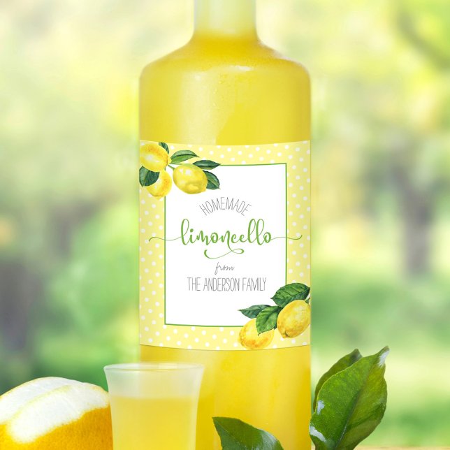 Anpassat namnskript för Limoncello-vattenfärg cito Vinflaska Etikett (Skapare uppladdad)