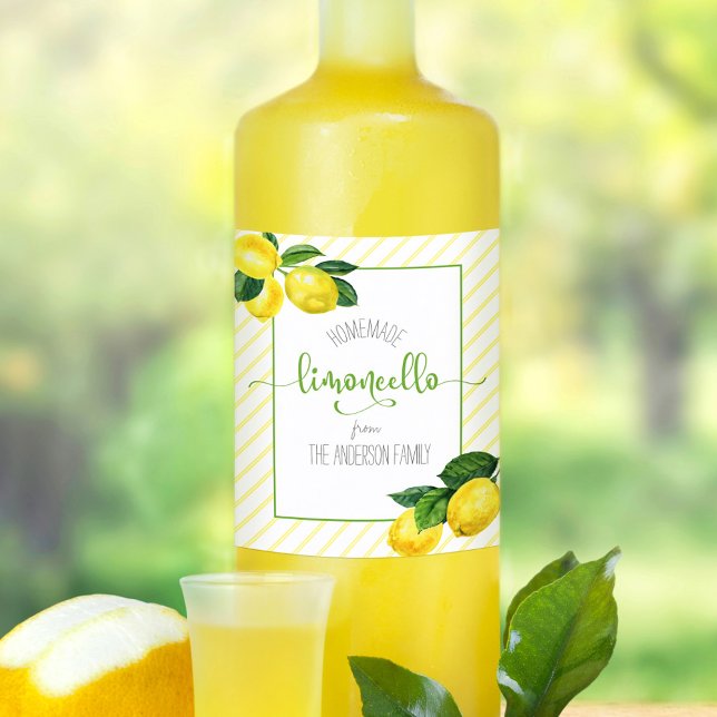 Anpassat namnskript för Limoncello-vattenfärgscito Vinflaska Etikett (Skapare uppladdad)