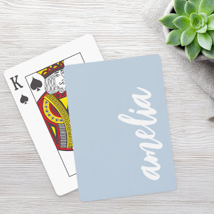 Anpassat namnskript, ljusdammig blå och vit casinokort