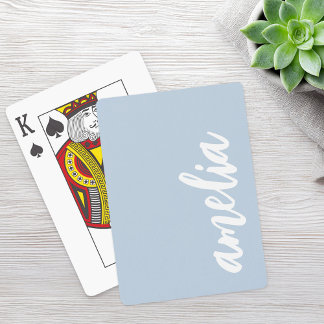 Anpassat namnskript, ljusdammig blå och vit casinokort