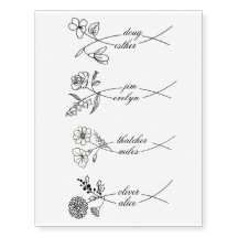 Anpassat parnamn blommig tillfällig tatuering