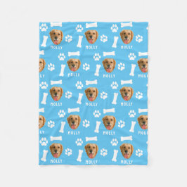 Anpassat Pet Photo & Namn Blue Fleecefilt