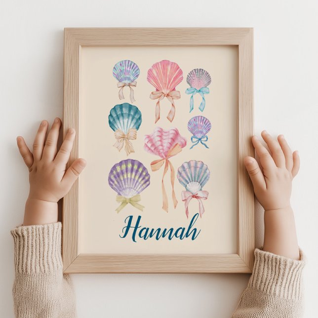 Anpassat Plantskola Snigelskal Coquette Tryck (Custom Nursery Seashell Coquette Print)