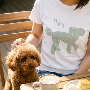 Anpassat Pudel Namn Salvia Grön Silhuett T Shirt
