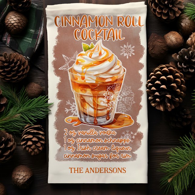 Anpassat recept på Cinnamon Roll julcocktail Kökshandduk (Skapare uppladdad)