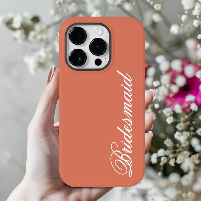 Anpassat rosa telefonfodral för kvinnor, bröllopsg (bridesmaid phone case, bridesmaid proposal gift, coral pink phone case, warm coral case,)