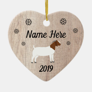 Anpassat Rustic Boer Goat Julgransprydnad Keramik