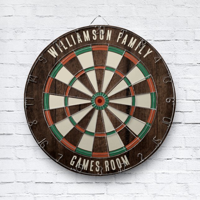 Anpassat rustikt trälutande familjespelrum darttavla (Wood Look Family Games Room Dartboard Rustic Keepsake)