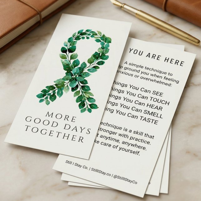 Anpassat Salvia Grönt Psykisk Hälsa Band Jordning Reklamkort (custom_sage_green_mental_health_ribbon_grounding card)