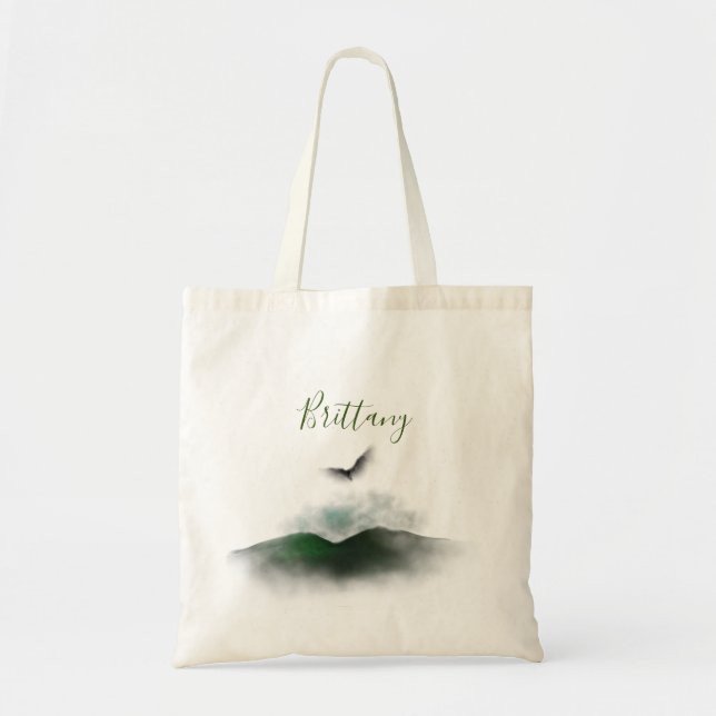 Anpassat signaturnamn Greenery Watercolor Tygkasse (Framsidan)