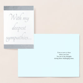 Anpassat Silver Foil Condolences Card Folierat Kort