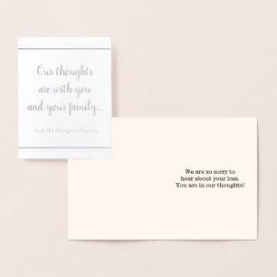 Anpassat Silver Foil Sympathies Card Folierat Kort
